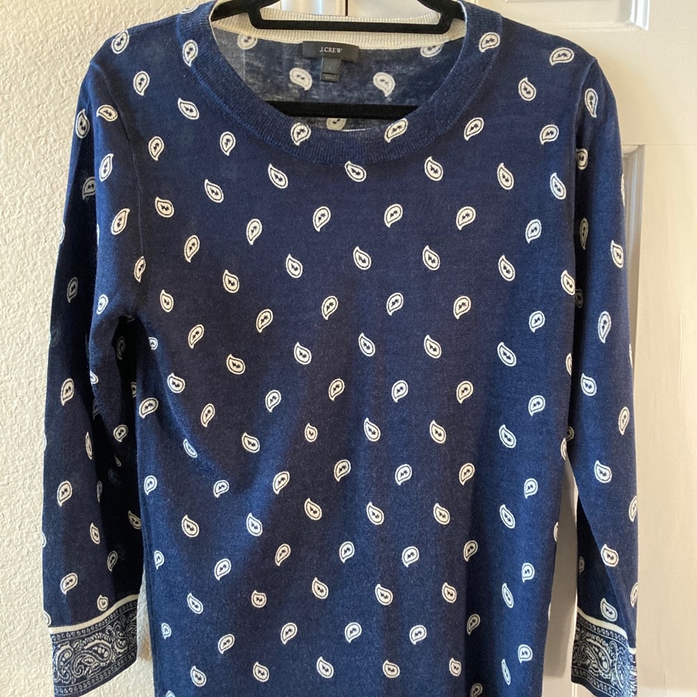 Navy/White Paisley Sweater